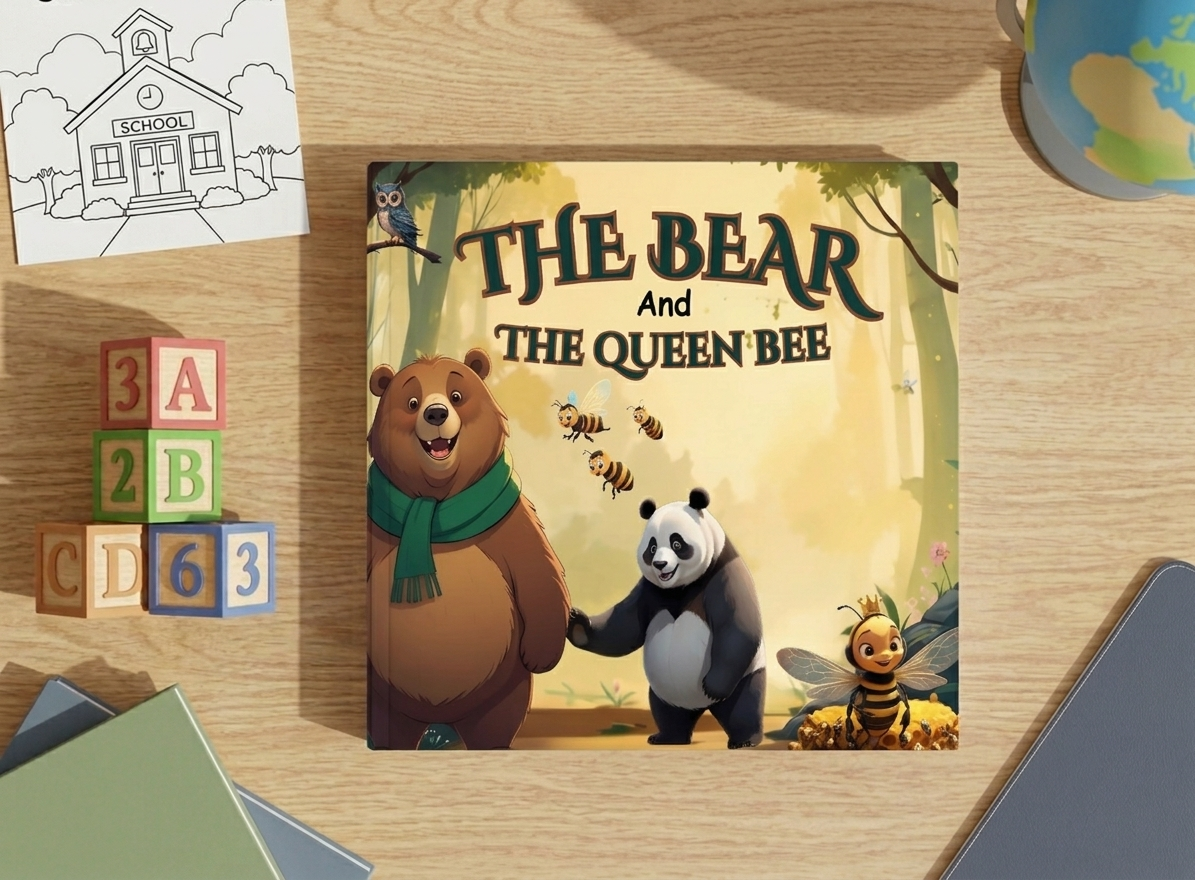 The Bear and the Queen Bee | Children's Illustrated Hardcover Story Book by Lanre Manuel | English Kids Picture Book