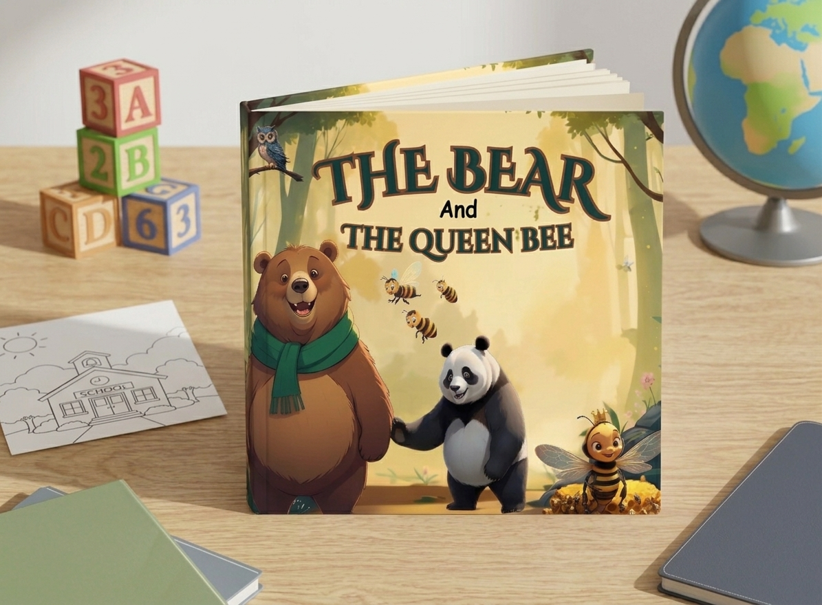 The Bear and the Queen Bee | Children's Illustrated Hardcover Story Book by Lanre Manuel | English Kids Picture Book